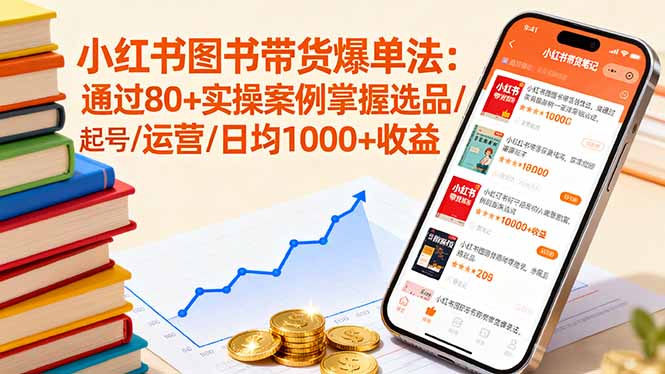 小红书图书带货爆单法：通过80+实操案例掌握选品/起号/运营/日均1000+收益-网创项目总站