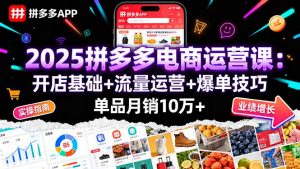 2025拼多多电商运营课：开店基础+流量运营+爆单技巧，单品月销10万+-网创项目总站