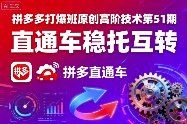 拼多多打爆班原创高阶技术第51期，直通车稳托互转-网创项目总站