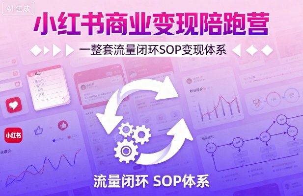 小红书商业变现陪跑营，轻IP矩阵 私域获客 聚光投流，一整套流量闭环SOP变现体系-网创项目总站