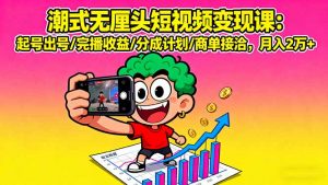 潮式无厘头短视频变现课：起号出号/完播收益/分成计划/商单接洽，月入2万+-网创项目总站