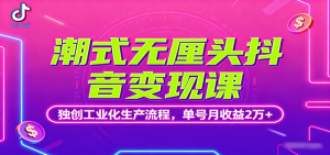 潮式无厘头抖音变现课，独创工业化生产流程，单号月收益2万+-网创项目总站