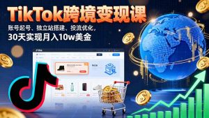 TikTok跨境变现课：账号起号、独立站搭建、投流优化，30天实现月入10w美金-网创项目总站