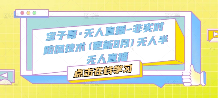 宝子哥·无人直播-非实时防风技术(更新25年9月)无人半无人直播-网创项目总站