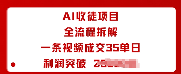 AI收徒项目全流程拆解一条视频成交35单日利润突破1k+-网创项目总站
