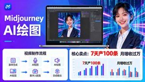 AI绘图照片开口说话视频制作：Midjourney+数字人，7天产100条月增收过万-网创项目总站