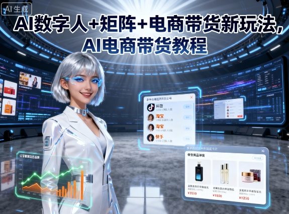 AI数字人+矩阵+电商带货新玩法，AI电商带货教程-网创项目总站