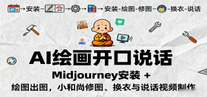 AI绘画开口说话，Midjourney安装 + 绘图出图，小和尚修图、换衣与说话视频制作-网创项目总站