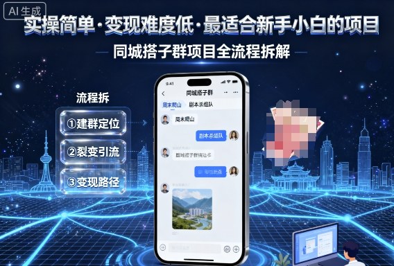 实操简单，变现难度低，最适合新手小白做的项目，每天轻松收入3张，同城搭子群项目全流程拆解-网创项目总站