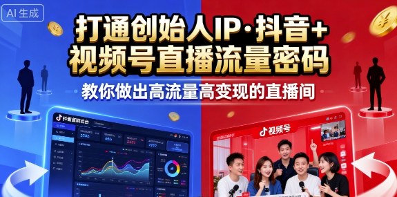 25年直播9-10两期线下课，打通创始人IP，抖音+视频号直播流量密码，教你做出高流量高变现的直播间-网创项目总站