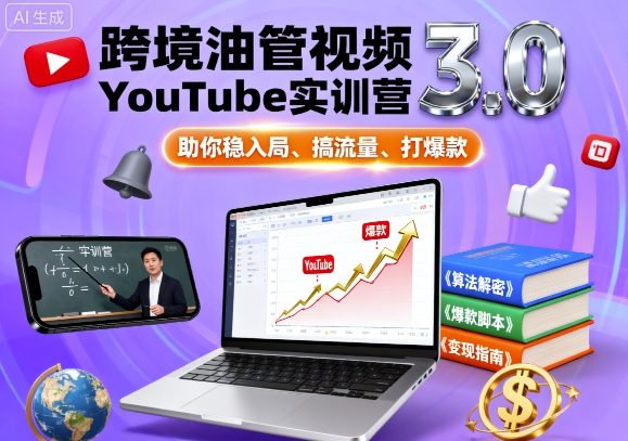 跨境油管视频YouTube实训营3.0，助你稳入局、搞流量、打爆款-网创项目总站