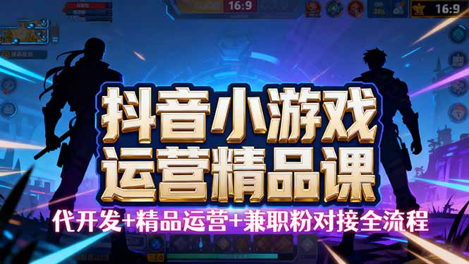 【抖音小游戏精品运营课】小白也可以操作，从0开始学小游戏运营，操作…-网创项目总站
