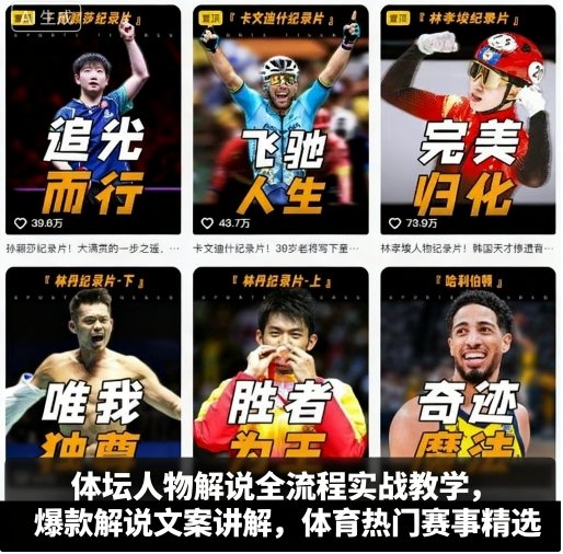 体坛人物解说全流程实战教学，爆款解说文案讲解，体育热门赛事精选-网创项目总站