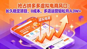 抢占拼多多虚拟电商风口：长久稳定项目，0成本，多店运营轻松月入3W+-网创项目总站