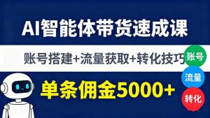 AI智能体带货速成课，账号搭建+流量获取+转化技巧，单条佣金5000+-网创项目总站