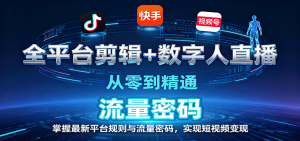 全平台剪辑+数字人直播，从零到精通，掌握最新平台规则与流量密码，实现短视频变现-网创项目总站