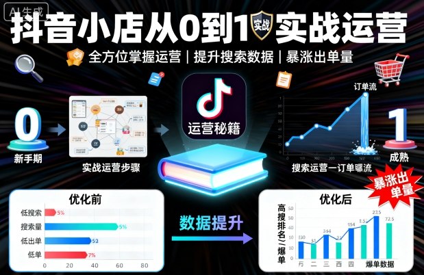 抖音小店从0到1实战运营，帮你全方位掌握小店运营，提升搜索数据与出单量-网创项目总站