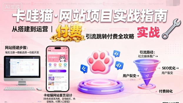 卡哇猫·网站项目，网站搭建与运营以及引流跳转付费-网创项目总站