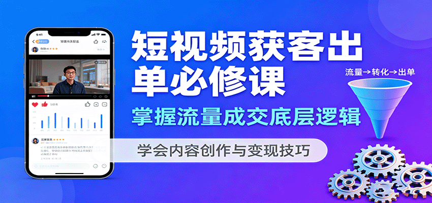 短视频获客出单必修课：掌握流量成交底层逻辑，学会内容创作与变现技巧-网创项目总站