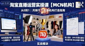 淘宝直播运营实操课【MCN机构】，从0到1做一家月销千W的直播机构-网创项目总站