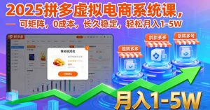 2025拼多多虚拟电商系统课，可矩阵，0成本，长久稳定，轻松月入1-5W-网创项目总站