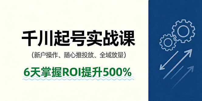 抖音千川起号实战课，新户操作,随心推投放,全域放量，6天掌握ROI提升500%-网创项目总站
