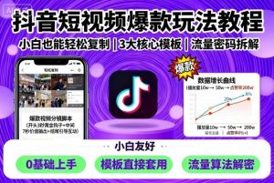 抖音短视频爆款玩法教程,小白也能轻松复制-网创项目总站
