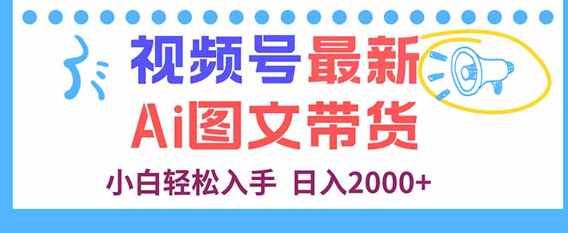 视频号最新AI图文带货，每天几分钟，小白轻松入手，日入2000+-网创项目总站