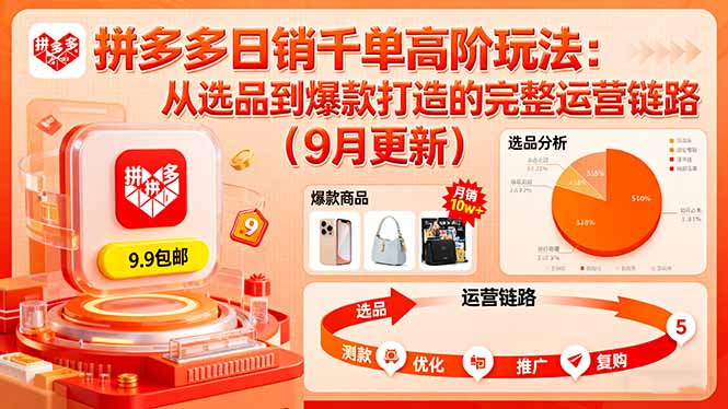 拼多多日销千单高阶玩法：从选品到爆款打造的完整运营链路(9月更新-网创项目总站