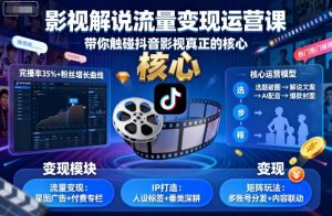 影视解说流量变现运营课,带你触碰抖音影视真正的核心-网创项目总站