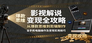 影视解说变现全攻略：从爆款思维到剪辑制作，含手机电脑操作及变现实用技巧-网创项目总站