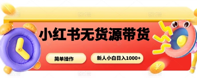 小红书无货源带货项目，简单无脑，新人小白日入多张-网创项目总站