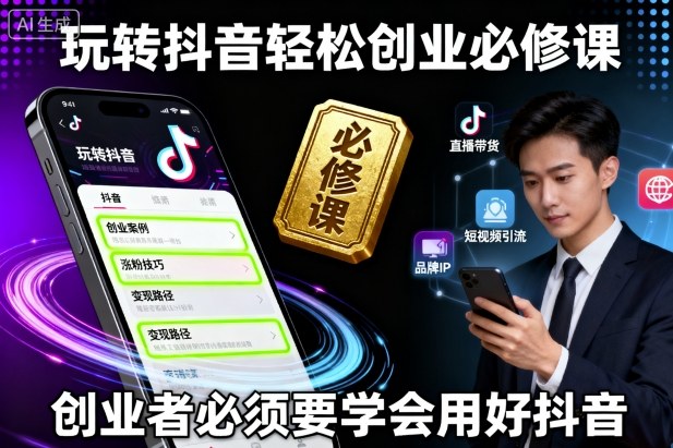 玩转抖音轻松创业必修课，创业者必须要学会用好抖音-网创项目总站
