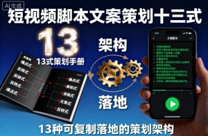 短视频脚本文案策划十三式，13种可复制落地的策划架构-网创项目总站