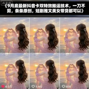 9月底最新抖音卡双特效搬运技术，一刀不剪，条条原创，短剧推文美女带货都可以-网创项目总站