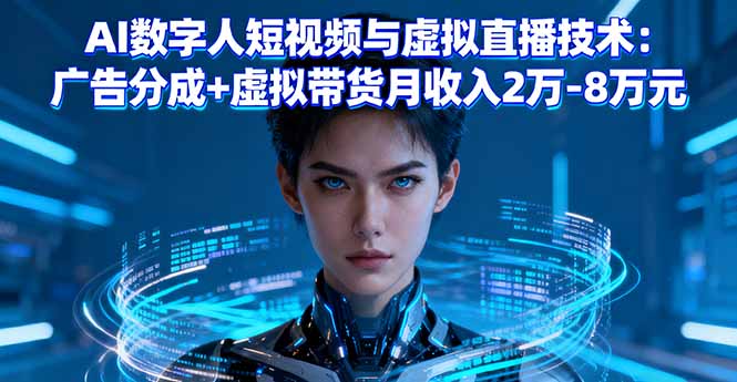 AI数字人短视频与虚拟直播技术：广告分成+虚拟带货月收入2万-8万元-网创项目总站