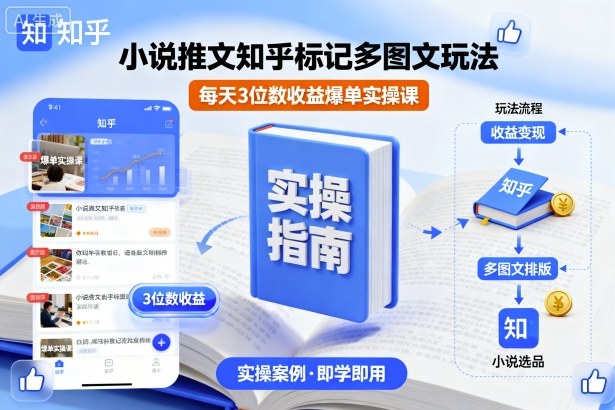 小说推文知乎标记多图文玩法，每天3位数收益爆单实操课-网创项目总站