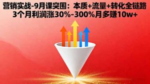 营销实战-9月突围课:本质+流量+转化全链路 3个月利润涨30%-300%月多赚10w+-网创项目总站