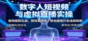 数字人短视频与虚拟直播实操，音频提取生成，背景添加，原创度提升及违规规避-网创项目总站