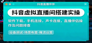 抖音虚拟直播间搭建实操、软件下载，手机连接，声卡连接，直播伴侣操作及问题排查-网创项目总站