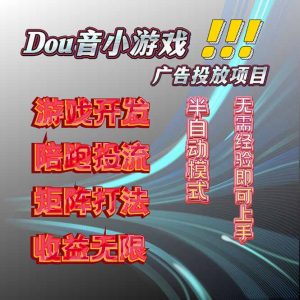抖音小游戏广告推广项目，2025最新实测落地，单日收益300+-网创项目总站
