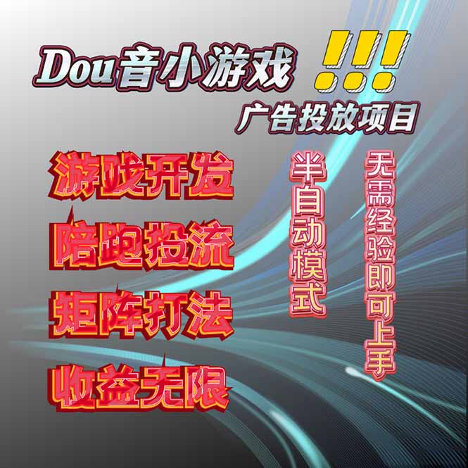 抖音小游戏广告推广项目，2025最新实测落地，单日收益300+-网创项目总站