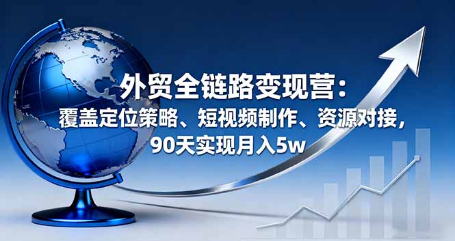 外贸全链路变现营：覆盖定位策略、短视频制作、资源对接，90天实现月入5w-网创项目总站