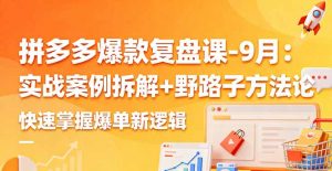 拼多多爆款复盘课-9月：实战案例拆解+野路子方法论，快速掌握爆单新逻辑-网创项目总站