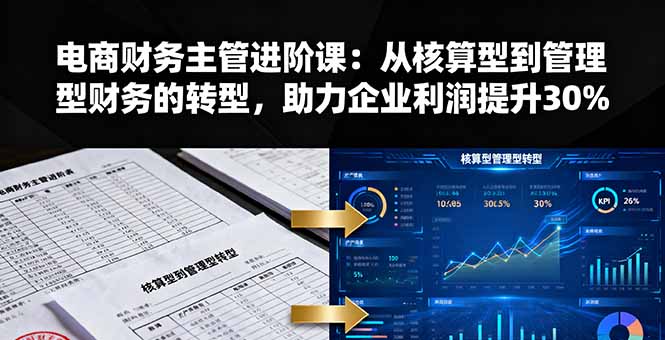 电商财务主管进阶课：从核算型到管理型财务的转型，助力企业利润提升30%-网创项目总站