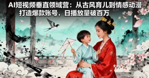 AI短视频垂直领域营：从古风育儿到情感动漫，打造爆款账号,日播放量破百万-网创项目总站