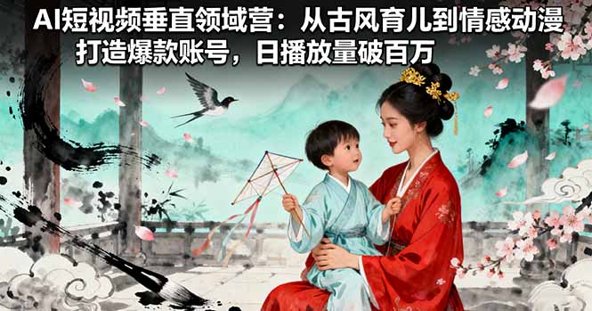 AI短视频垂直领域营：从古风育儿到情感动漫，打造爆款账号,日播放量破百万-网创项目总站
