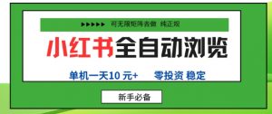 小红书全自动浏览项目，零投资，全程手机去跑，单账号一天10米+，可无限矩阵去做【揭秘】-网创项目总站