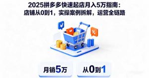 2025拼多多快速起店月入5万指南：店铺从0到1，实操案例拆解，运营全链路-网创项目总站