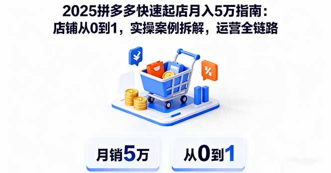 2025拼多多快速起店月入5万指南：店铺从0到1，实操案例拆解，运营全链路-网创项目总站